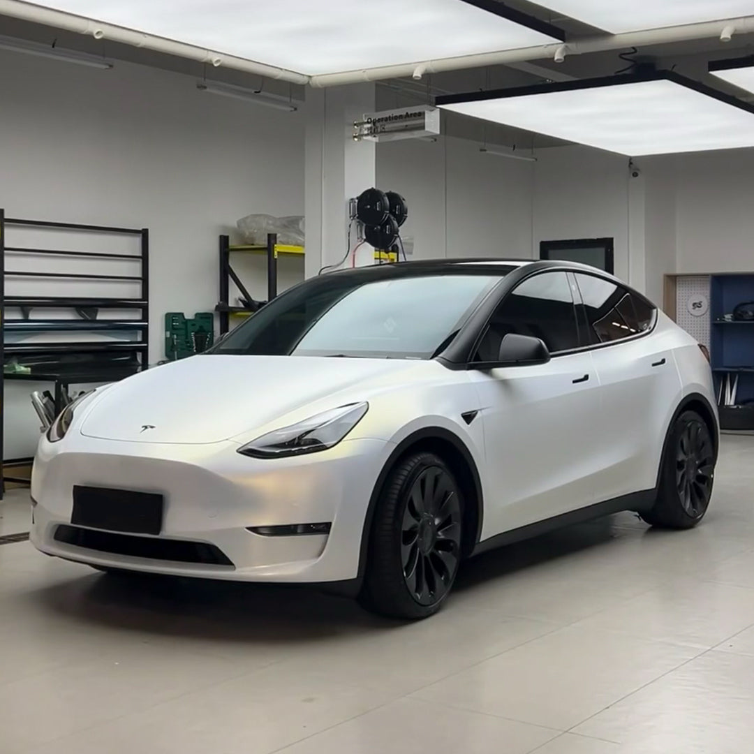 Tesla Model Y|Matte White Gold Vinyl Wrap|Eowrap