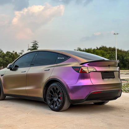 Tesla Model Y|Satin Chameleon Purple Gold Vinyl Wrap|Eowrap