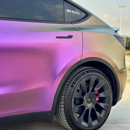 Tesla Model Y|Satin Chameleon Purple Gold Vinyl Wrap|Eowrap