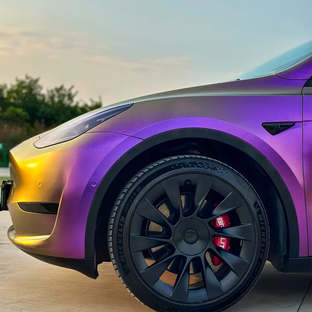 Tesla Model Y|Satin Chameleon Purple Gold Vinyl Wrap|Eowrap