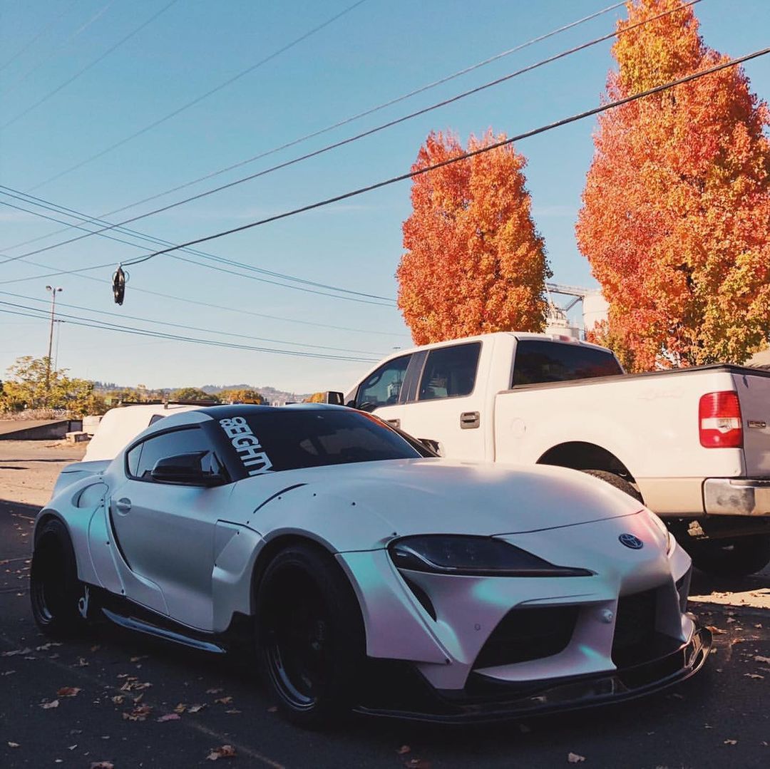 Toyota Supra|Glitter Metallic Matte Aurora White Vinyl Wrap|Eowrap