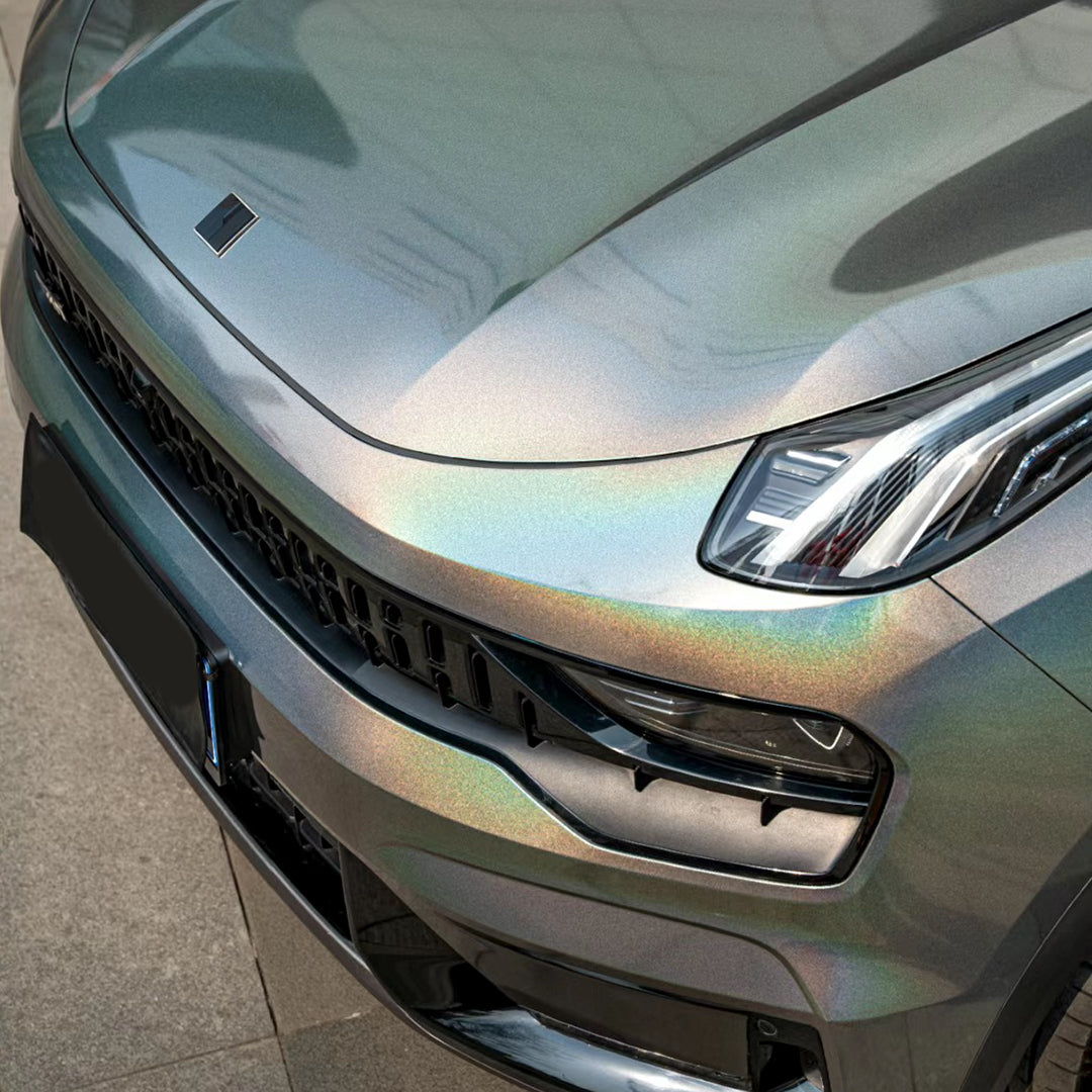 ZEEKR_001_Rainbow_Metallic_Majestic_Dark_Gray_Vinyl_Wrap_Eowrap