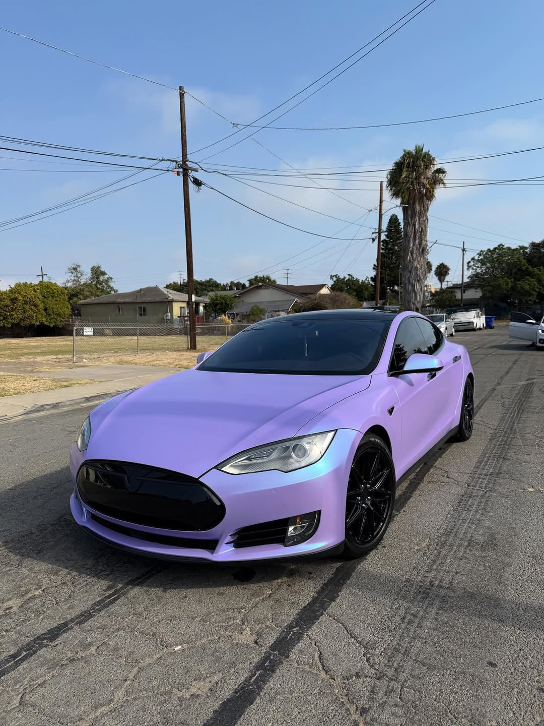 Galaxy Gloss Dreamy Violet Vinyl Wrap installed on Tesla Model S Model S