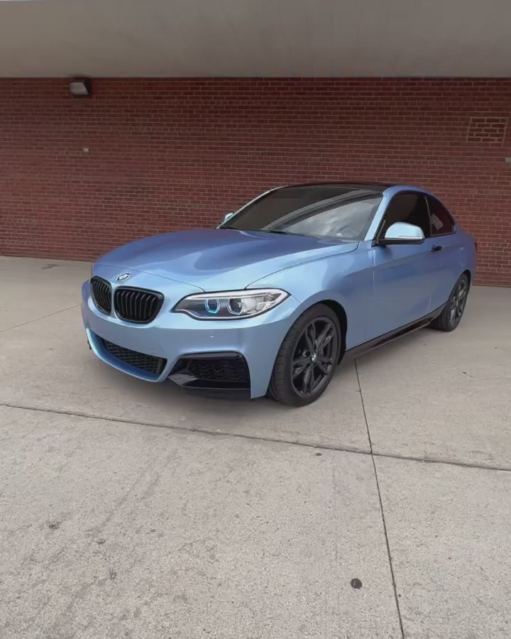 BMW 2 Series|Glossy Metallic Silver Lake Blue Vinyl Wrap|Eowrap