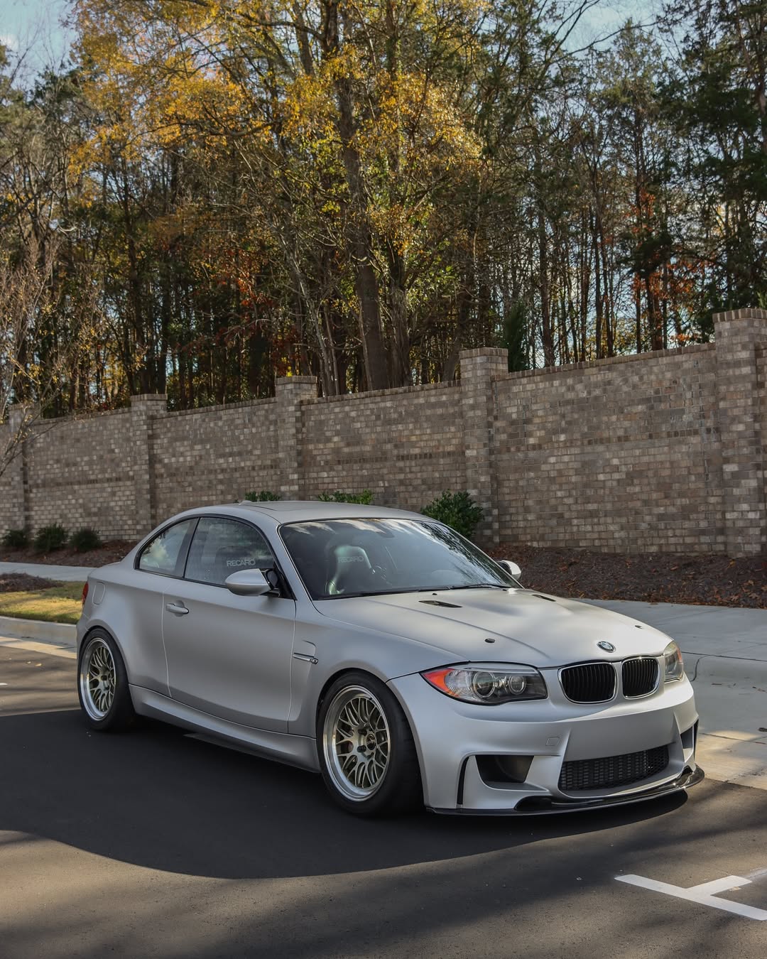 Satin Chrome Aluminum White Vinyl Wrap installed on BMW 1 Series M Coupé (E82) 1 Series M Coupé (E82)
