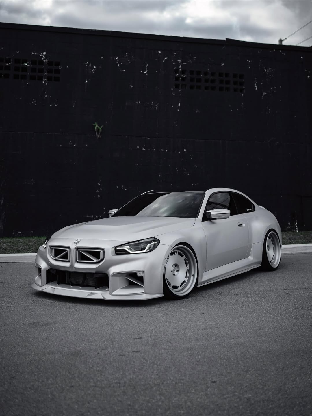 Satin Chrome Aluminum White Vinyl Wrap installed on BMW M2 (G87) M2 (G87)