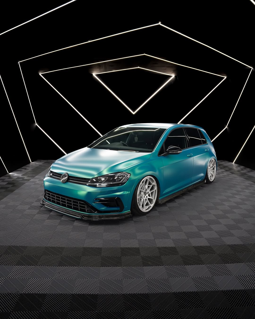 Satin Chrome Jewel Green Vinyl Wrap installed on Volkswagen Golf R (Mk7.5) Golf R (Mk7.5)
