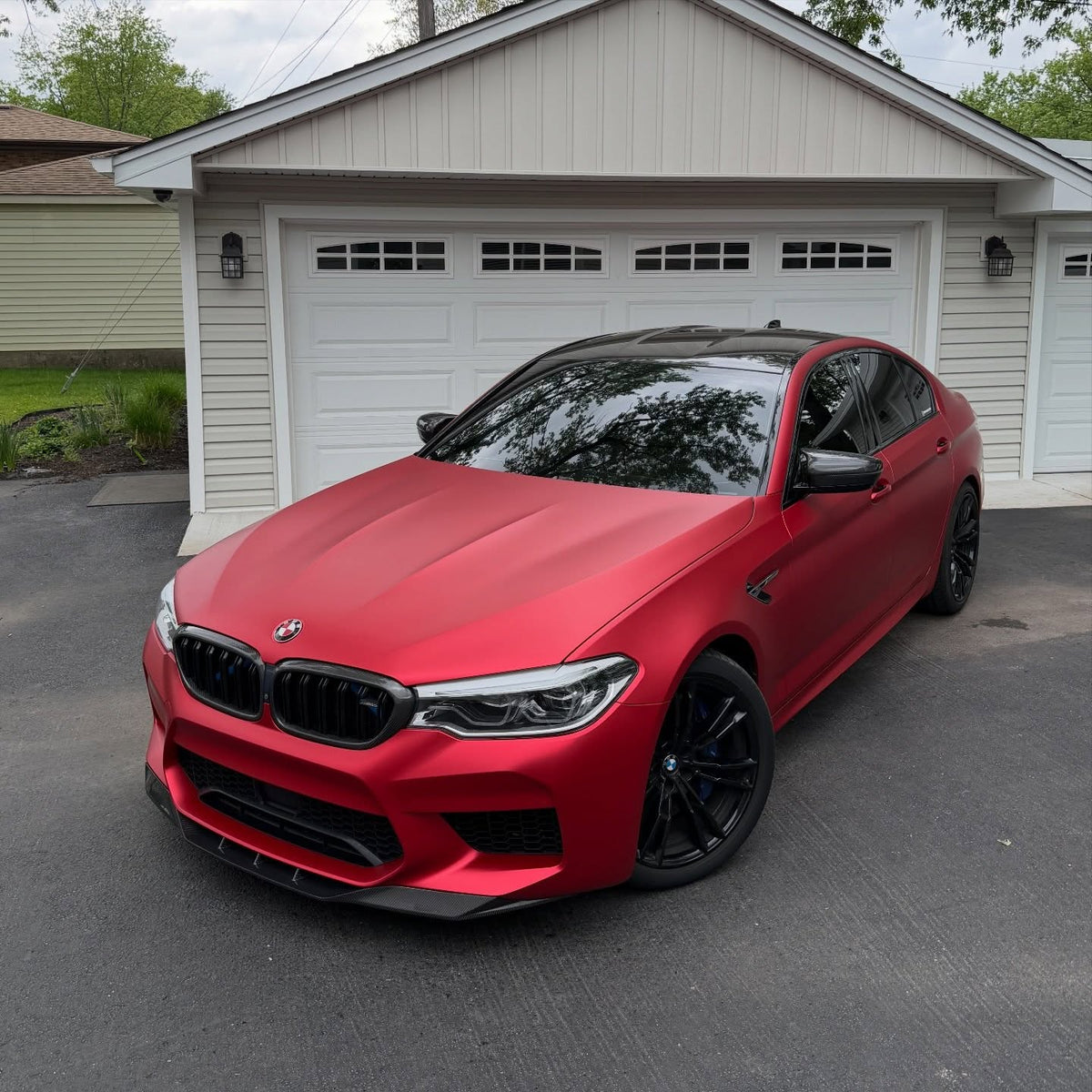 Satin Chrome Prismatic Red Vinyl Wrap installed on BMW M5 (F90) M5 (F90)
