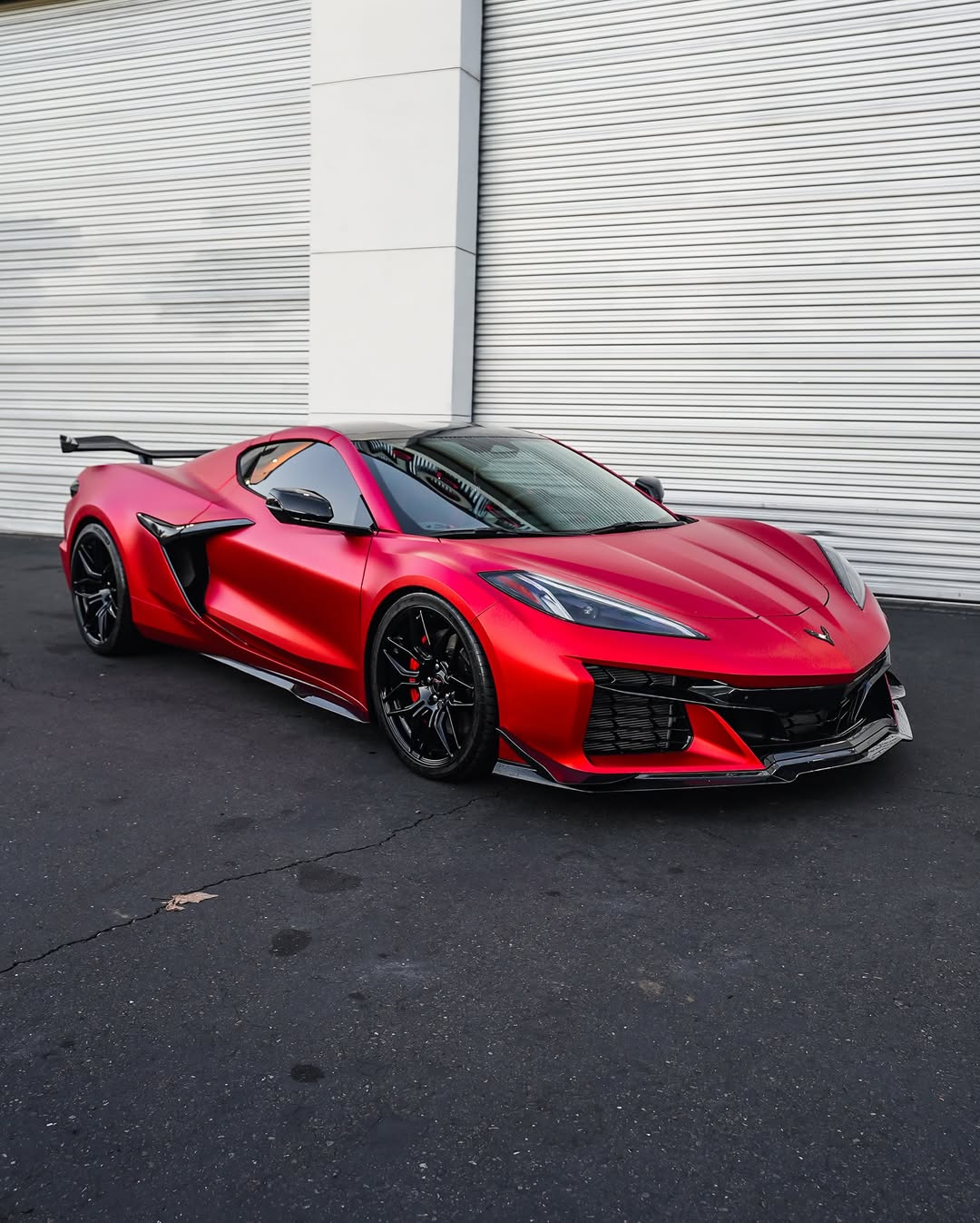 Satin Chrome Red Vinyl Wrap installed on Chevrolet Corvette (C8) Corvette (C8)