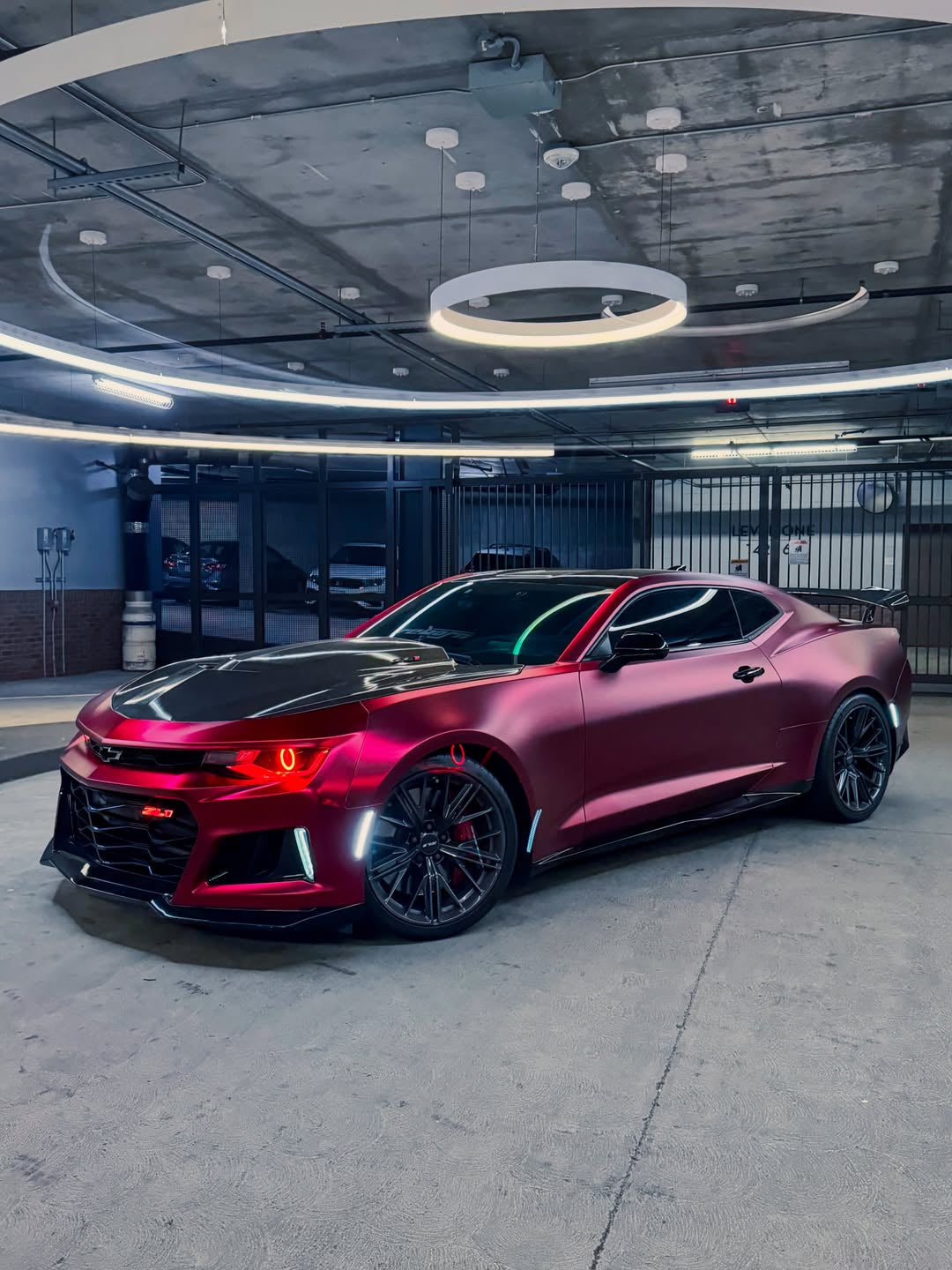 Satin Chrome Romanee Red Vinyl Wrap installed on Chevrolet Camaro ZL1 (Sixth generation) Camaro ZL1 (Sixth generation)