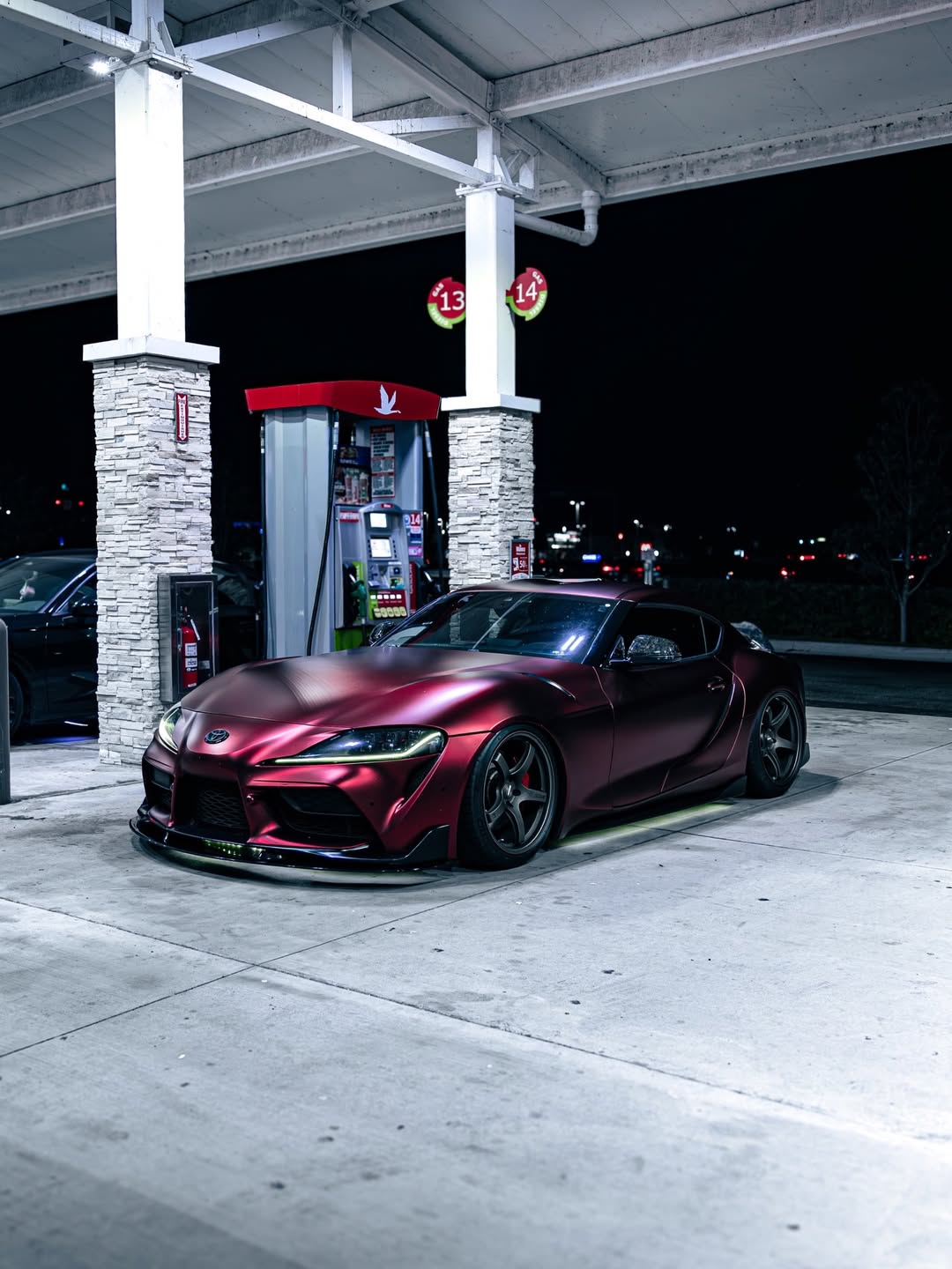 Satin Chrome Romanee Red Vinyl Wrap installed on Toyota GR Supra (A90) GR Supra (A90)