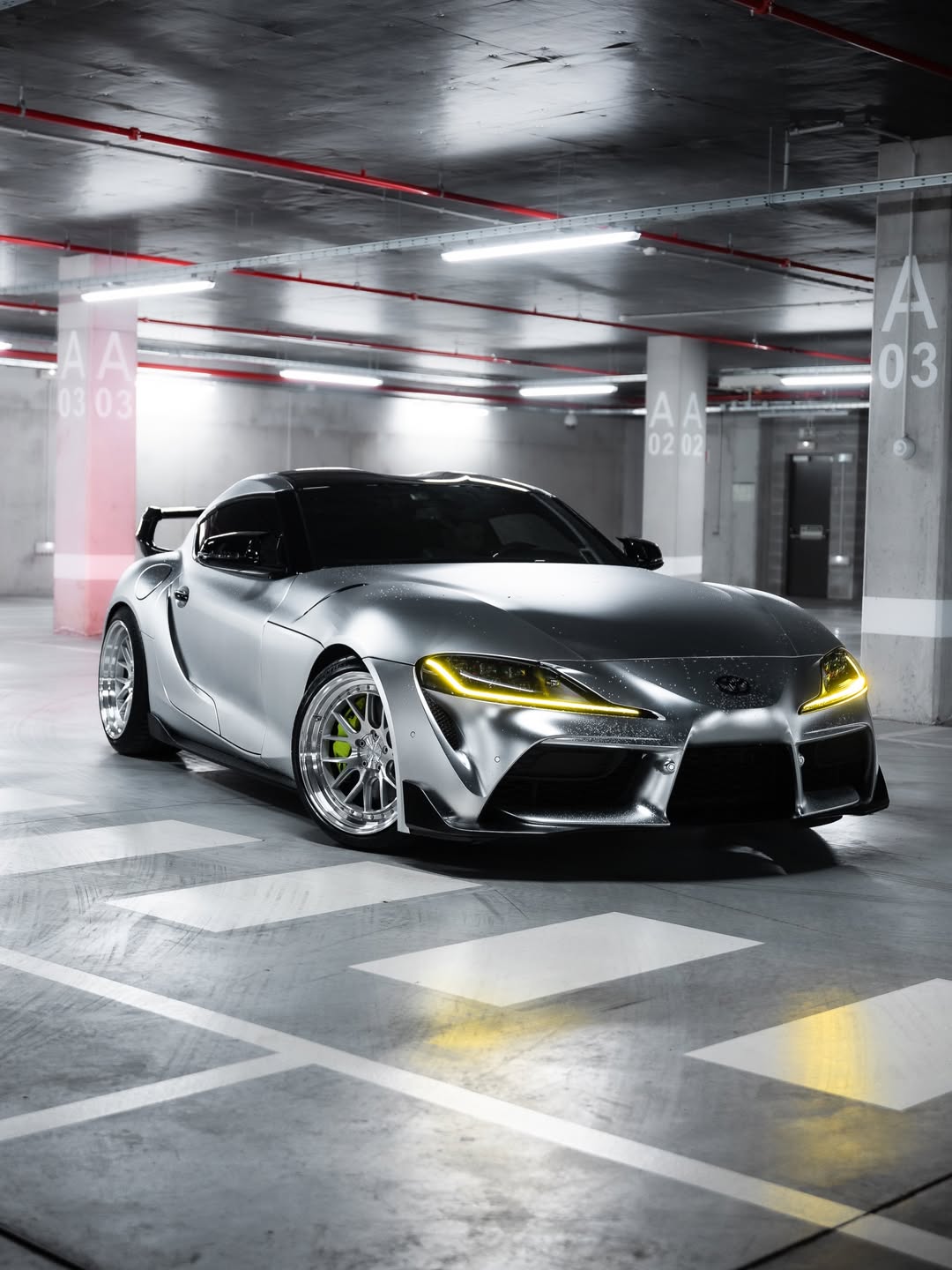 Satin Chrome Silver Vinyl Wrap installed on Toyota GR Supra (A90) GR Supra (A90)