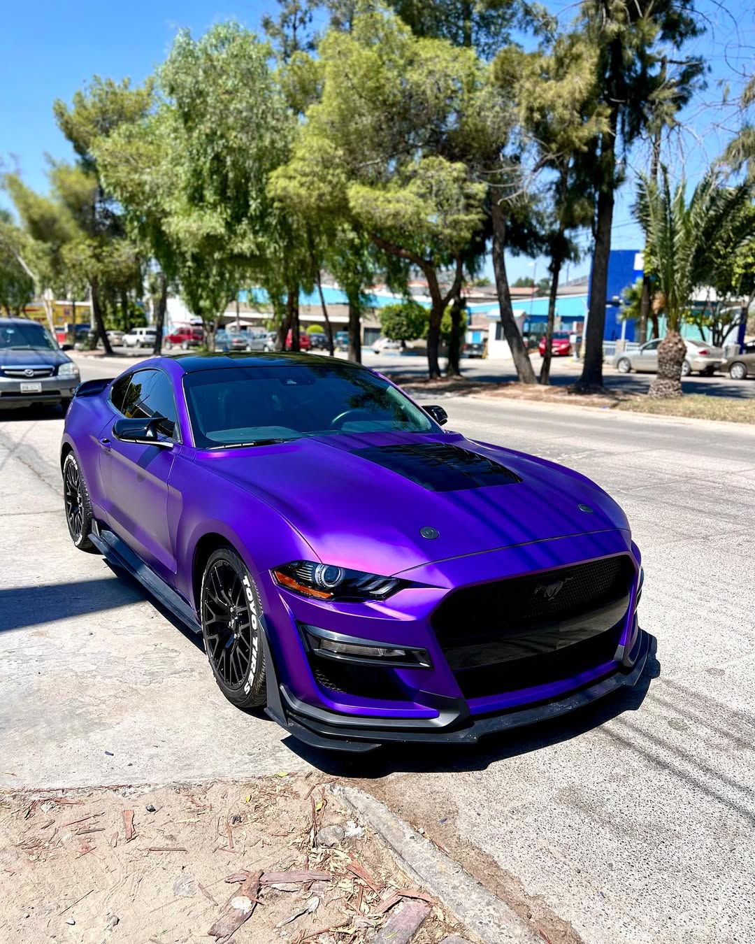 Satin Pearl Metal Purple Vinyl Wrap installed on Ford Mustang (S550 facelift) Mustang (S550 facelift)
