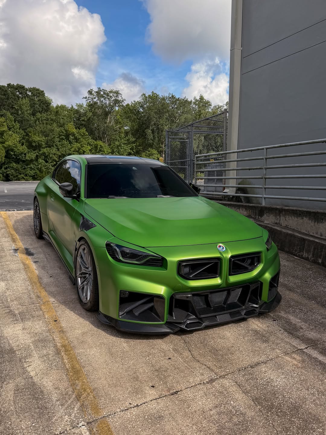Satin Pearl Yellow Green Vinyl Wrap installed on BMW M2 (G87) M2 (G87)